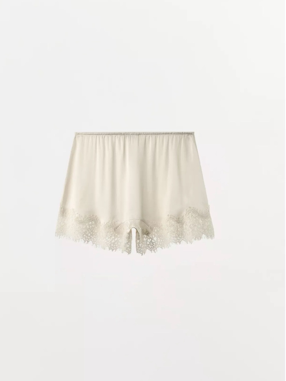 Lace Satin Sleep Shorts — Cream Small